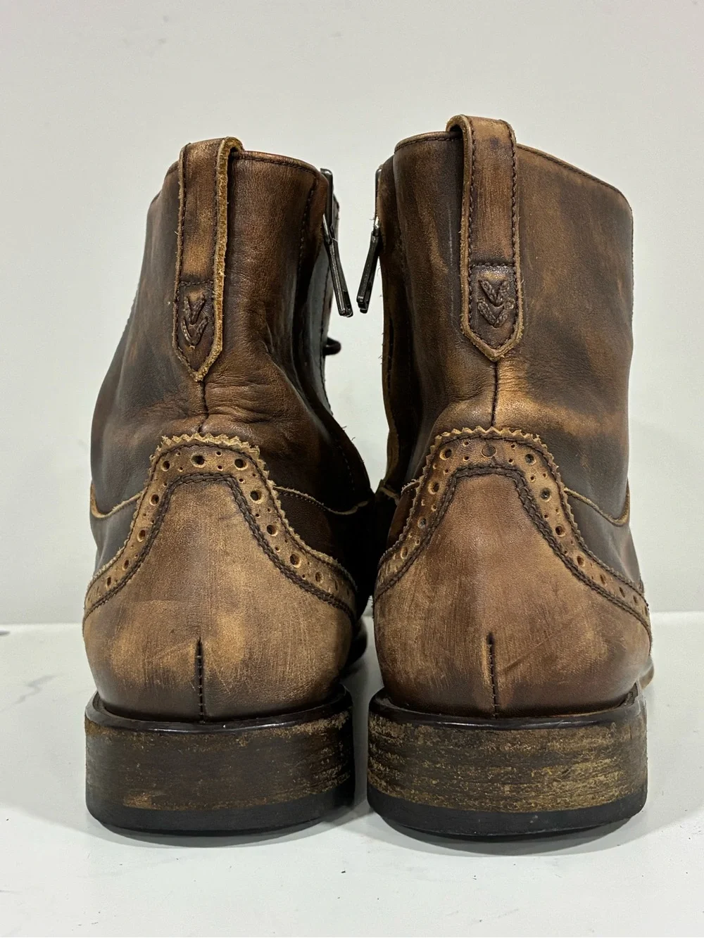John Varvatos Collection Distressed Leather Boot Size EU 43 USA 10